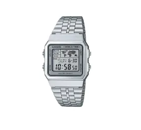 Casio WR Digital Square Wrist Watch Silver/Silver A500WA-7DF 3437