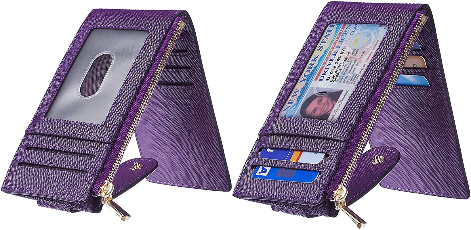 Chelmon Womens Walllet Slim RFID Blocking Bifold Multi Card Case Wallet with Zipper Pocket (Purple Deep)