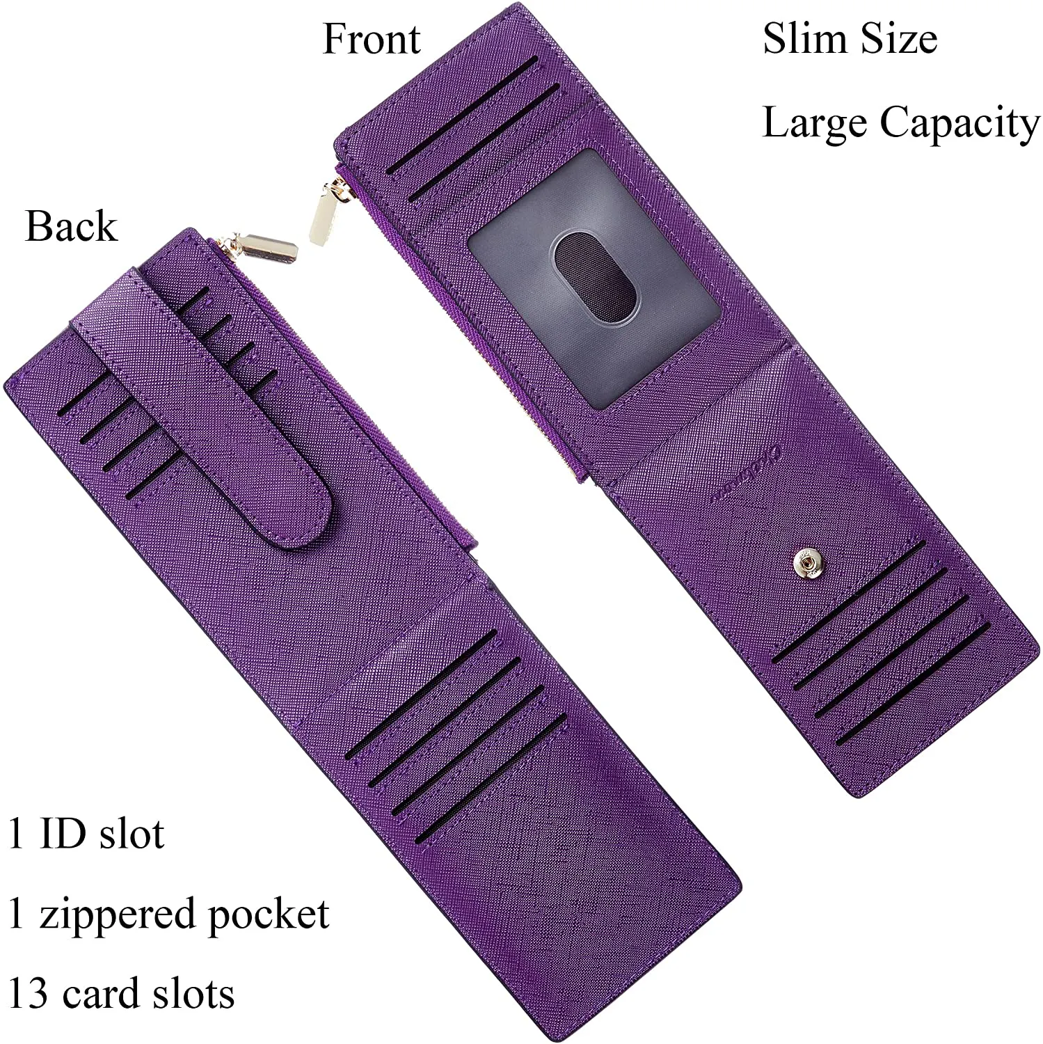 Chelmon Womens Walllet Slim RFID Blocking Bifold Multi Card Case Wallet with Zipper Pocket (Purple Deep)