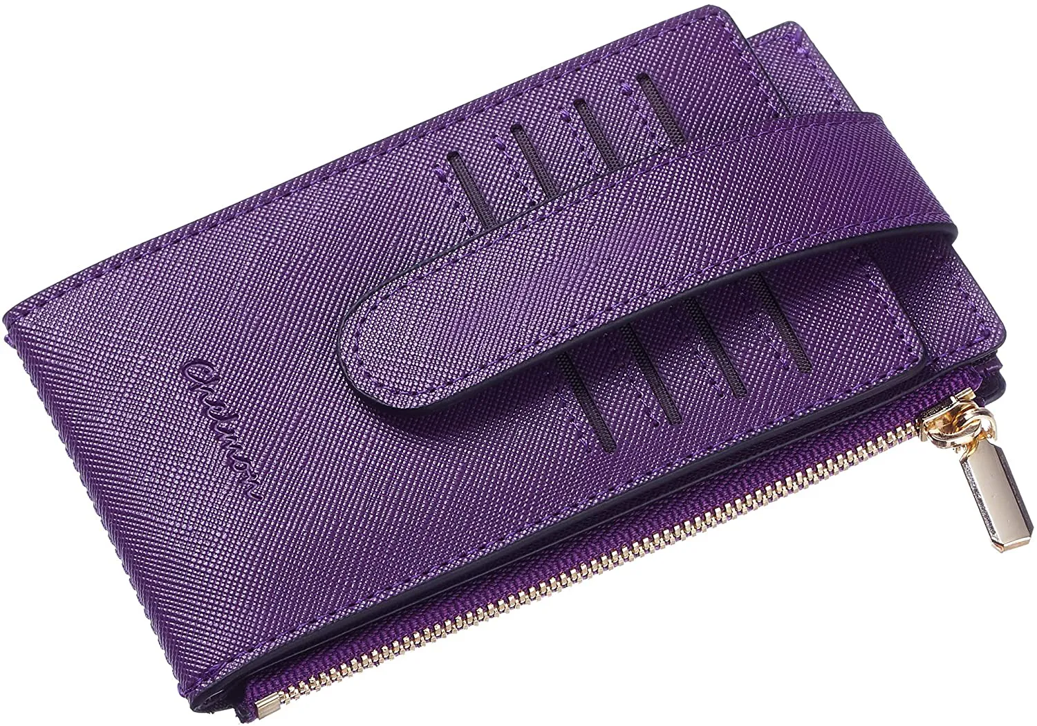 Chelmon Womens Walllet Slim RFID Blocking Bifold Multi Card Case Wallet with Zipper Pocket (Purple Deep)