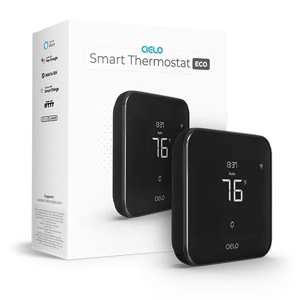 Cielo TE102WA Smart Thermostat Eco, up to 4 Heat/2 Cool, Black