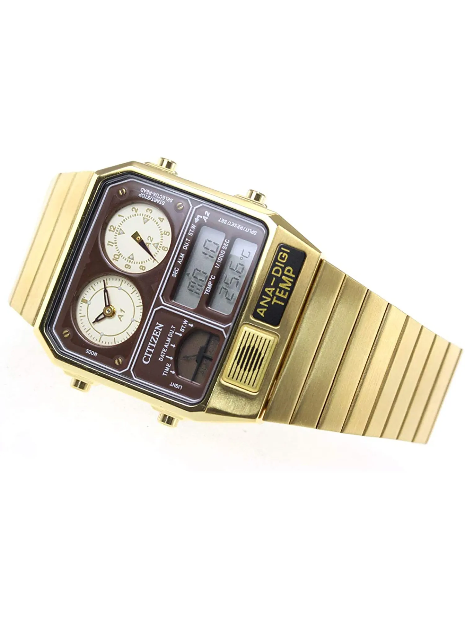 CITIZEN ANA-DIGI TEMP Reproduction Model Watch Gold JG2103-72X Japan mov't JDM