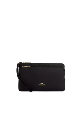 Coach Double Zip Wristlet In Black CU919