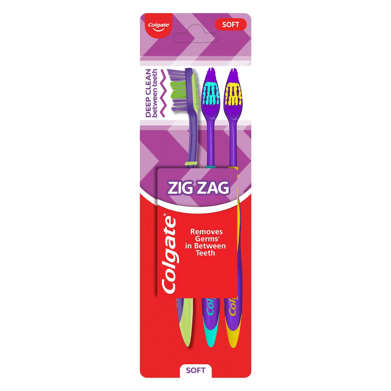 Colgate ZigZag Anti-Bacterial Toothbrush - Soft (Pack of 3)