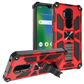 Cricket Influence Case/AT&T Maestro Plus Case [Military Grade] Ring Car Mount Kickstand Hybrid Hard PC Soft TPU Shockproof Protective Case - Red