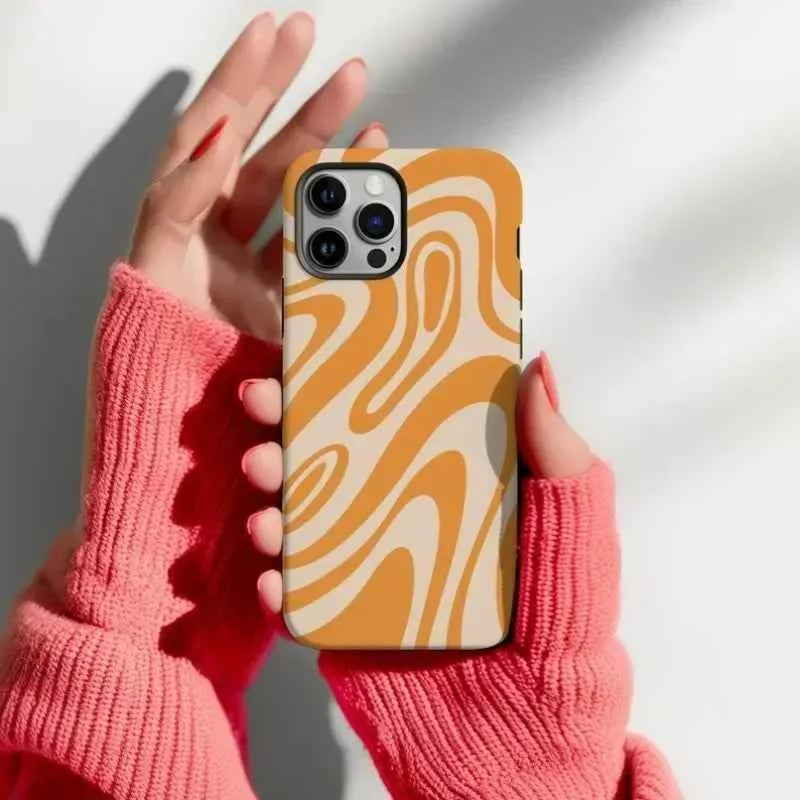 Cute Phone Cases For iPhone 16 Pro Max, 15, 14, 13, 12, or 11 Pro Plus - Retro Groovy Wave - TSP504