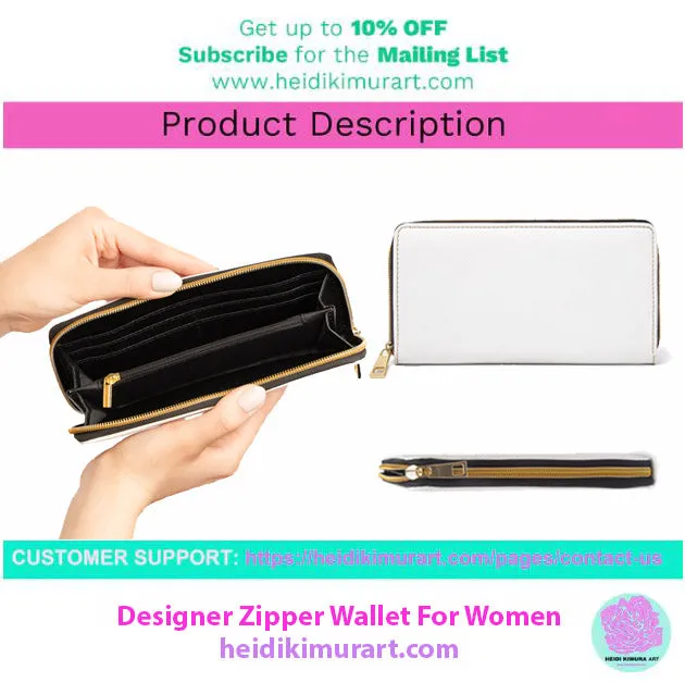 Dark Purple Color Zipper Wallet, Solid Purple Color Long Compact Designer Premium Quality Women's Wallet