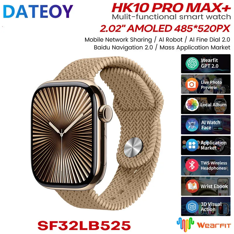 DATEOY HK10 Pro Max  Smartwatch – 2.02" AMOLED Display, 2GB, Ntework, Chatgpt AI Robot, Local Music TWS Connection, Gravity sensor UI, Health Monitoring, AI Features