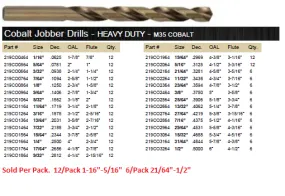 DRILL BIT 13 PIECE SET JOBBER COBALT M35 135° WITH METAL CASE