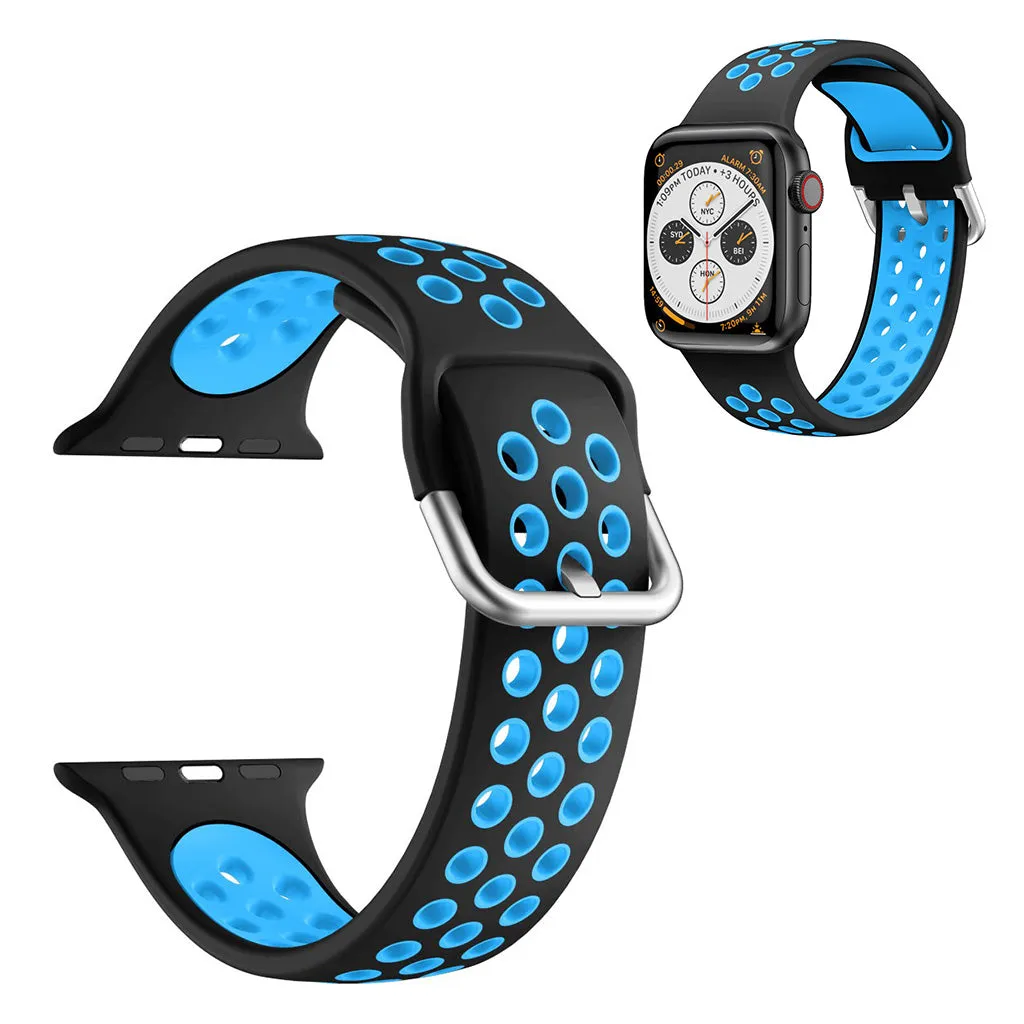 Dual color silicone watch band for Apple Watch Series 6 / 5 40mm - Black / Blue