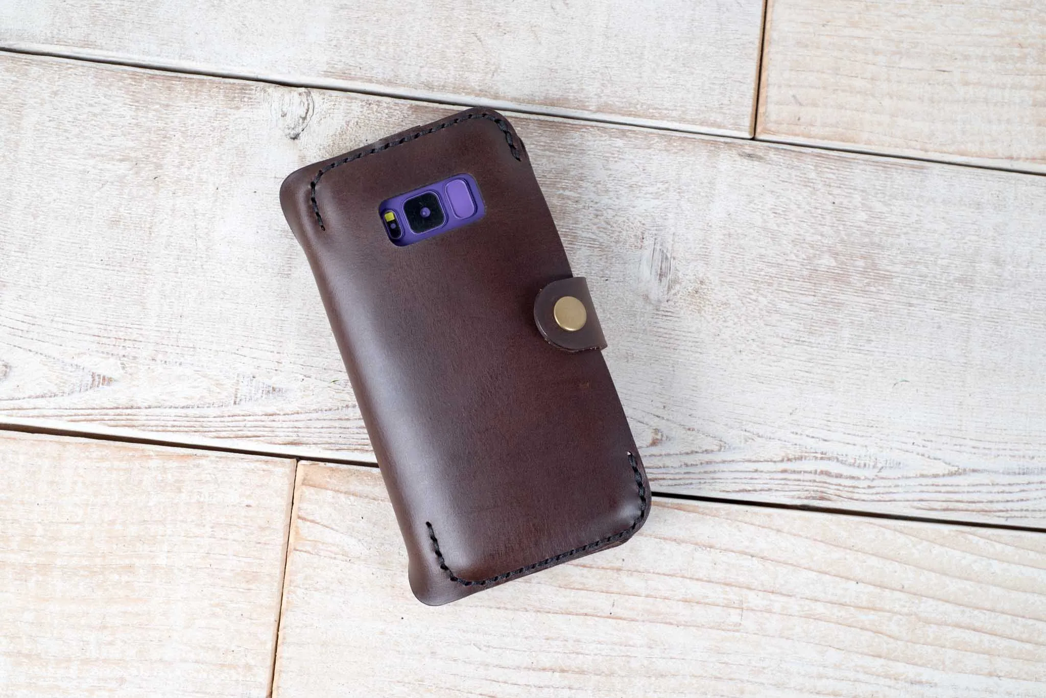 Dual Galaxy S9 & Galaxy S8 Leather Phone Case | Dark Chocolate