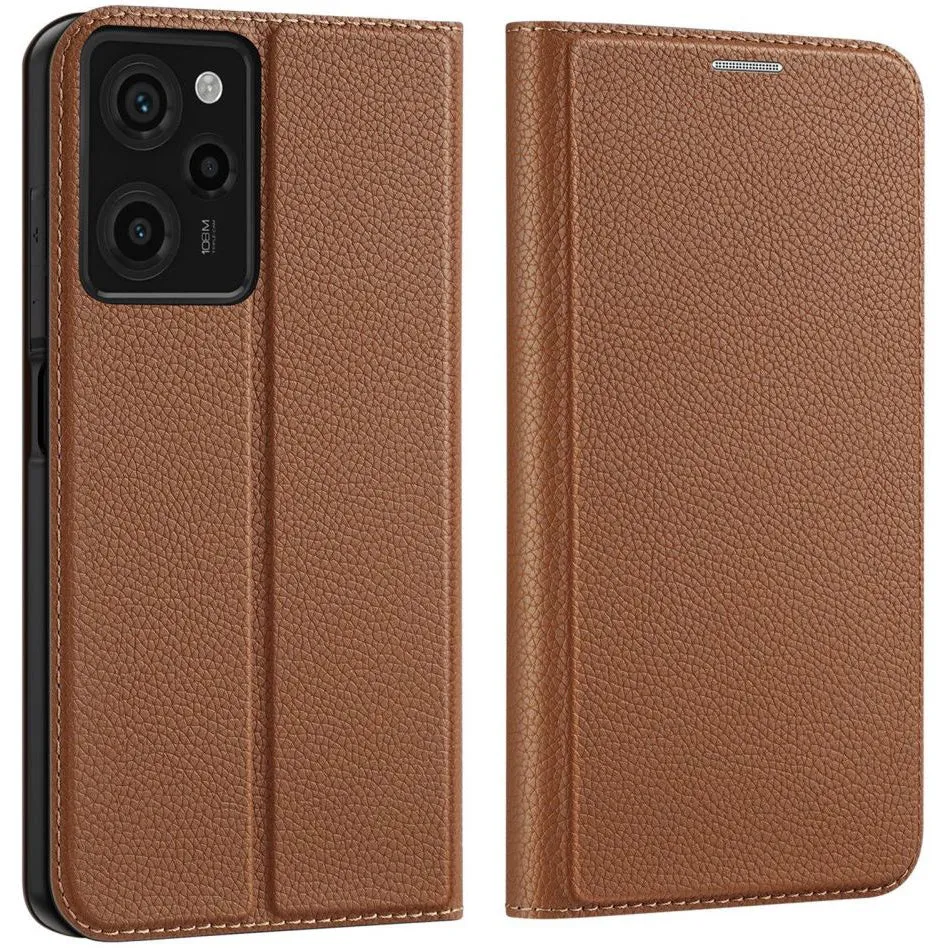 DUX DUCIS Skin X2 Tough Rugged Flip Wallet Case for Xiaomi Redmi Note 12 Pro 5G / Poco X5 Pro 5G - Brown