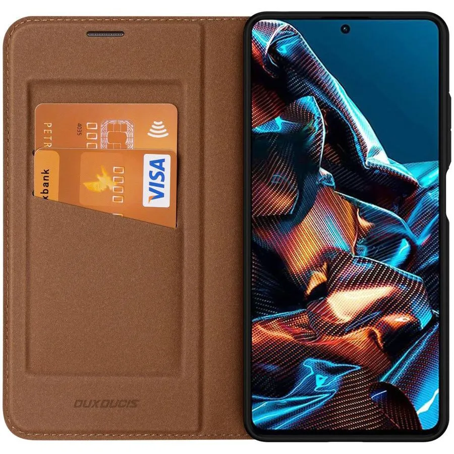 DUX DUCIS Skin X2 Tough Rugged Flip Wallet Case for Xiaomi Redmi Note 12 Pro 5G / Poco X5 Pro 5G - Brown