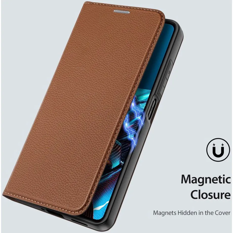 DUX DUCIS Skin X2 Tough Rugged Flip Wallet Case for Xiaomi Redmi Note 12 Pro 5G / Poco X5 Pro 5G - Brown