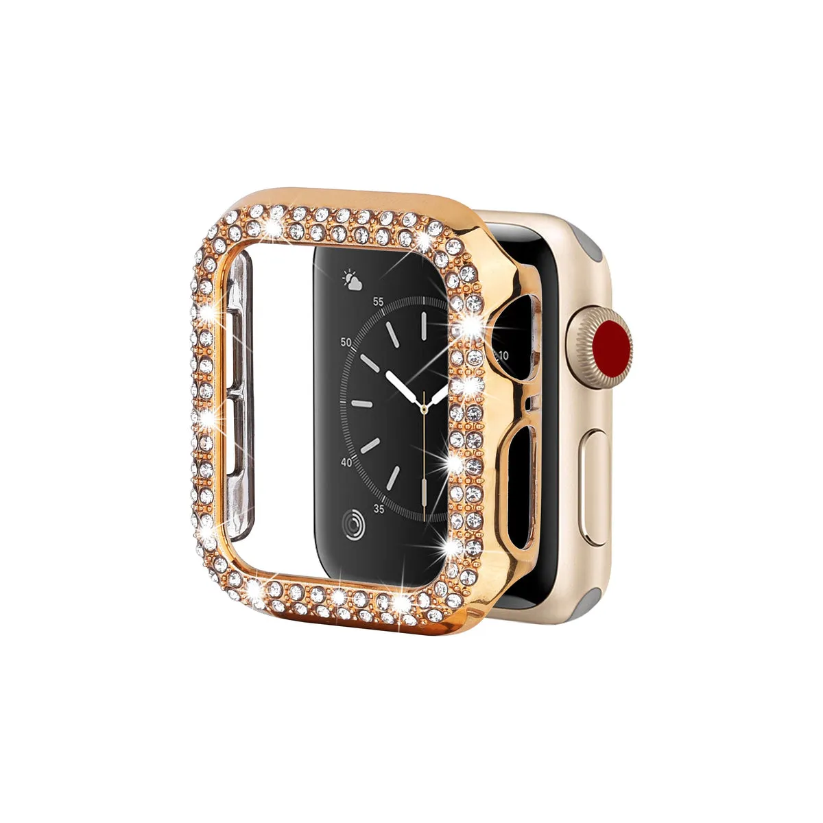 Entronix Apple Watch Series 9/8/7, 45mm Case - Built-In Screen Protector & Rhinestone Diamonds,