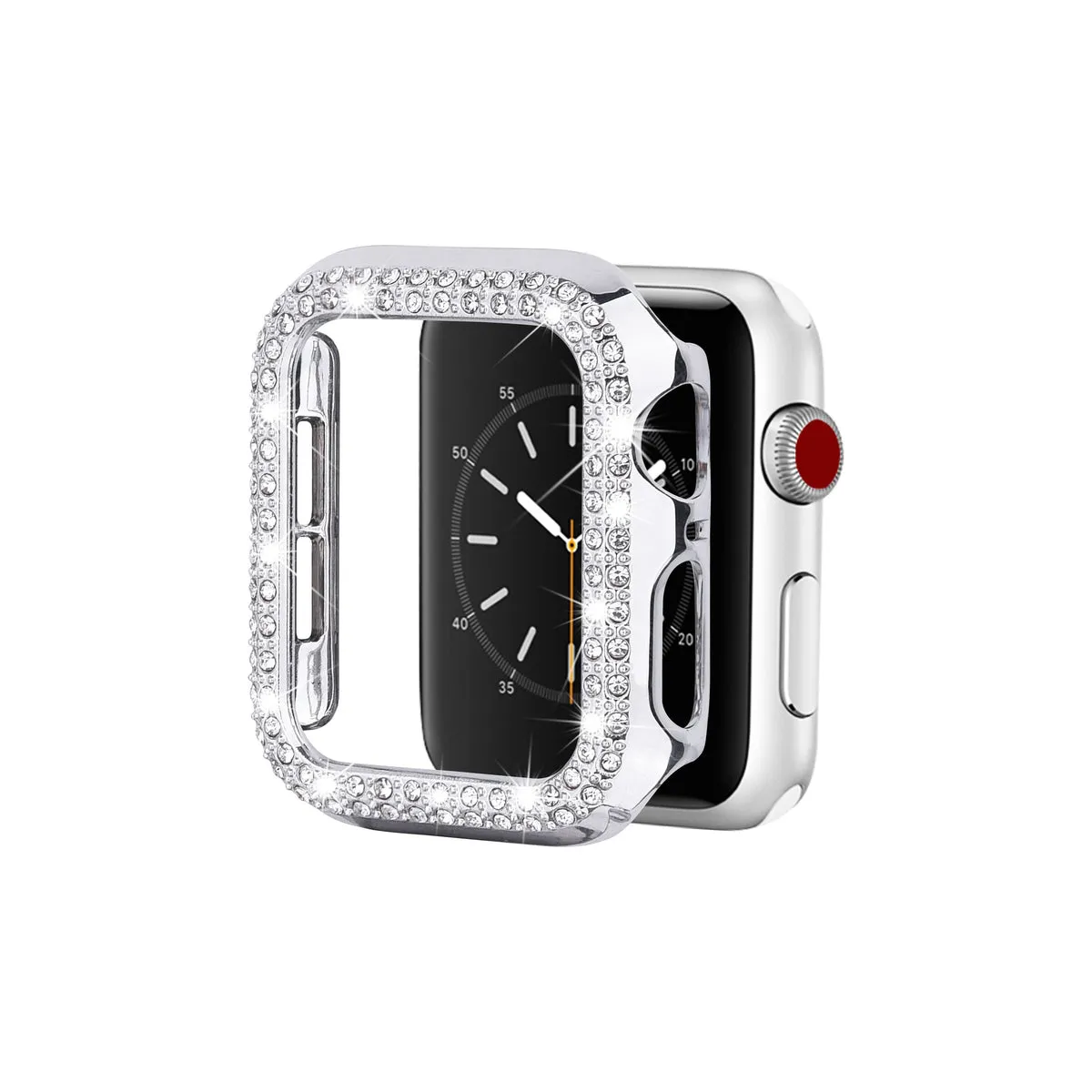 Entronix Apple Watch Series 9/8/7, 45mm Case - Built-In Screen Protector & Rhinestone Diamonds,