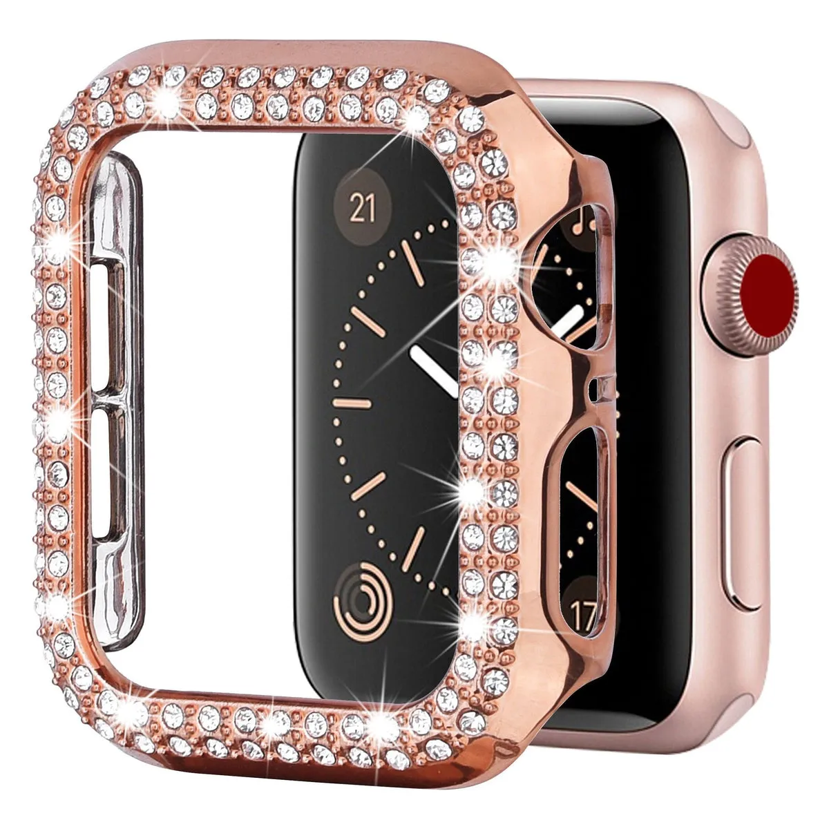 Entronix Apple Watch Series 9/8/7, 45mm Case - Built-In Screen Protector & Rhinestone Diamonds,