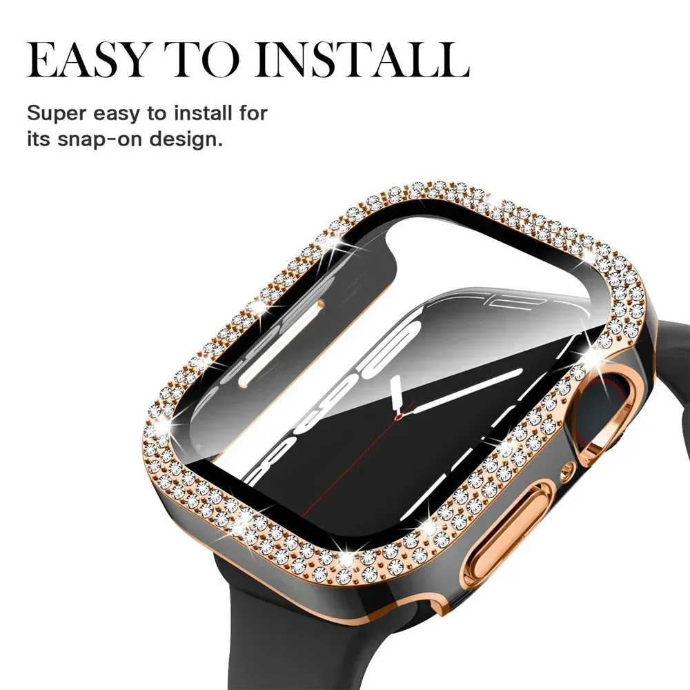 Entronix Apple Watch Series 9/8/7, 45mm Case - Built-In Screen Protector & Rhinestone Diamonds,