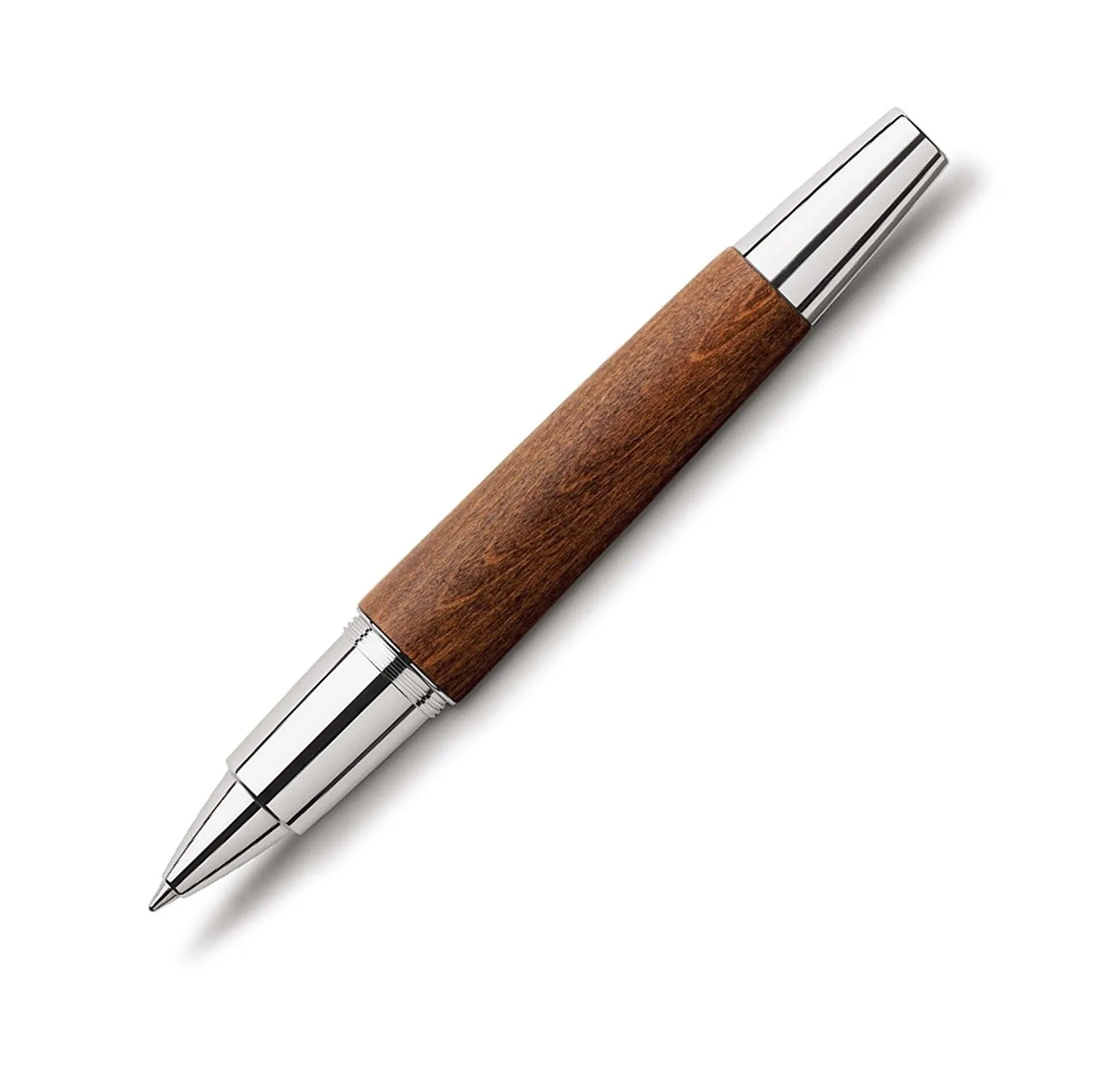 Faber-Castell E-Motion Rollerball Pen in Wood & Chrome Brown