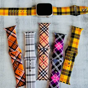 Fancy Plaid Print Silicone Band For Apple Watch Multiple Colors Available