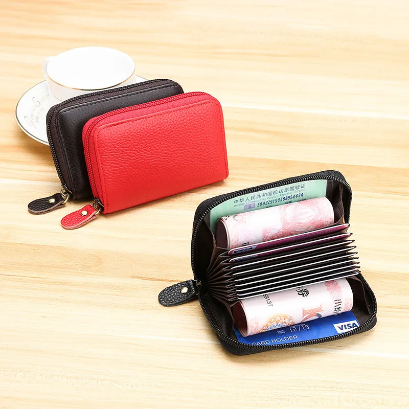 Fashion Cowhide Leather RFID Card Holder Case 8289