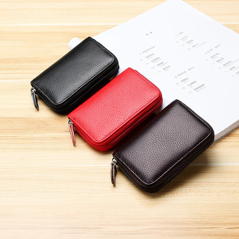 Fashion Cowhide Leather RFID Card Holder Case 8289