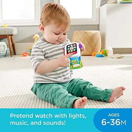 Fisher-Price Laugh & Learn Baby To Toddler Toy Time To Learn Smartwatch With Lights & Music For Pretend Play Ages 6  Months