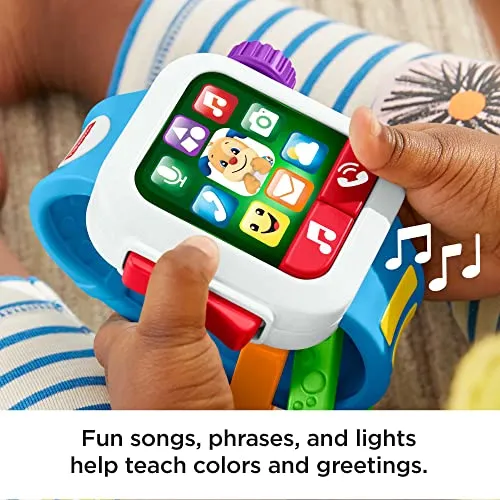 Fisher-Price Laugh & Learn Baby To Toddler Toy Time To Learn Smartwatch With Lights & Music For Pretend Play Ages 6  Months