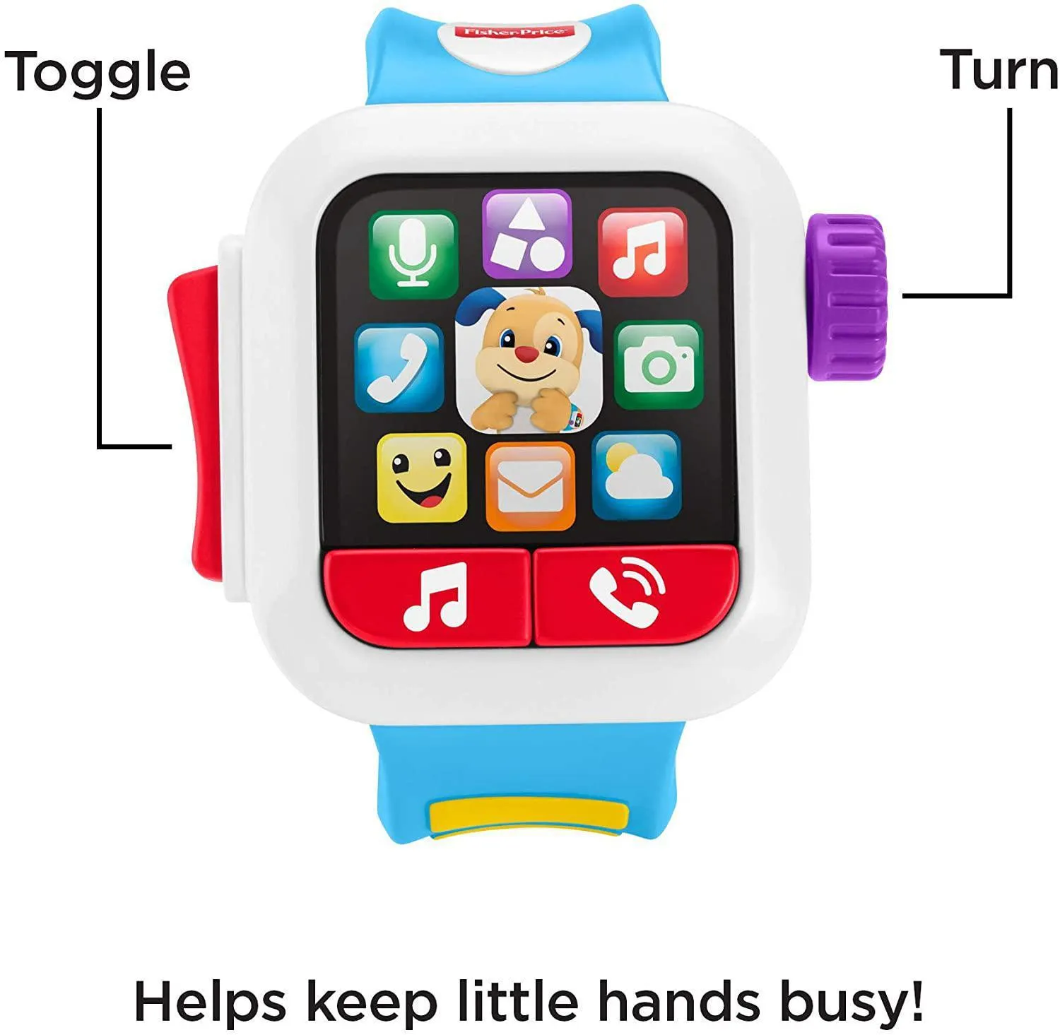 Fisher-Price Laugh & Learn Time to Learn Smartwatch, Musical Baby Toy, Blue