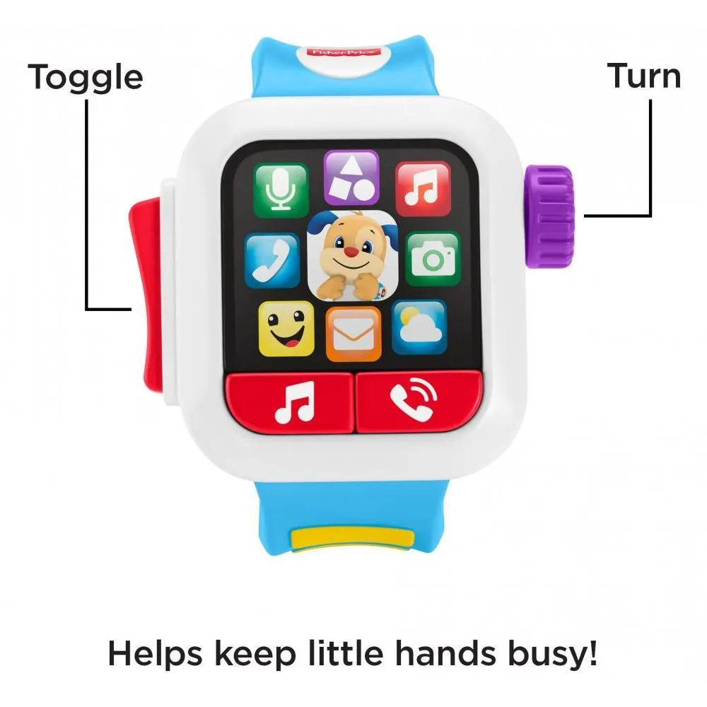 Fisher-Price Laugh & Learn Time to Learn Smartwatch, Musical Baby Toy, Blue