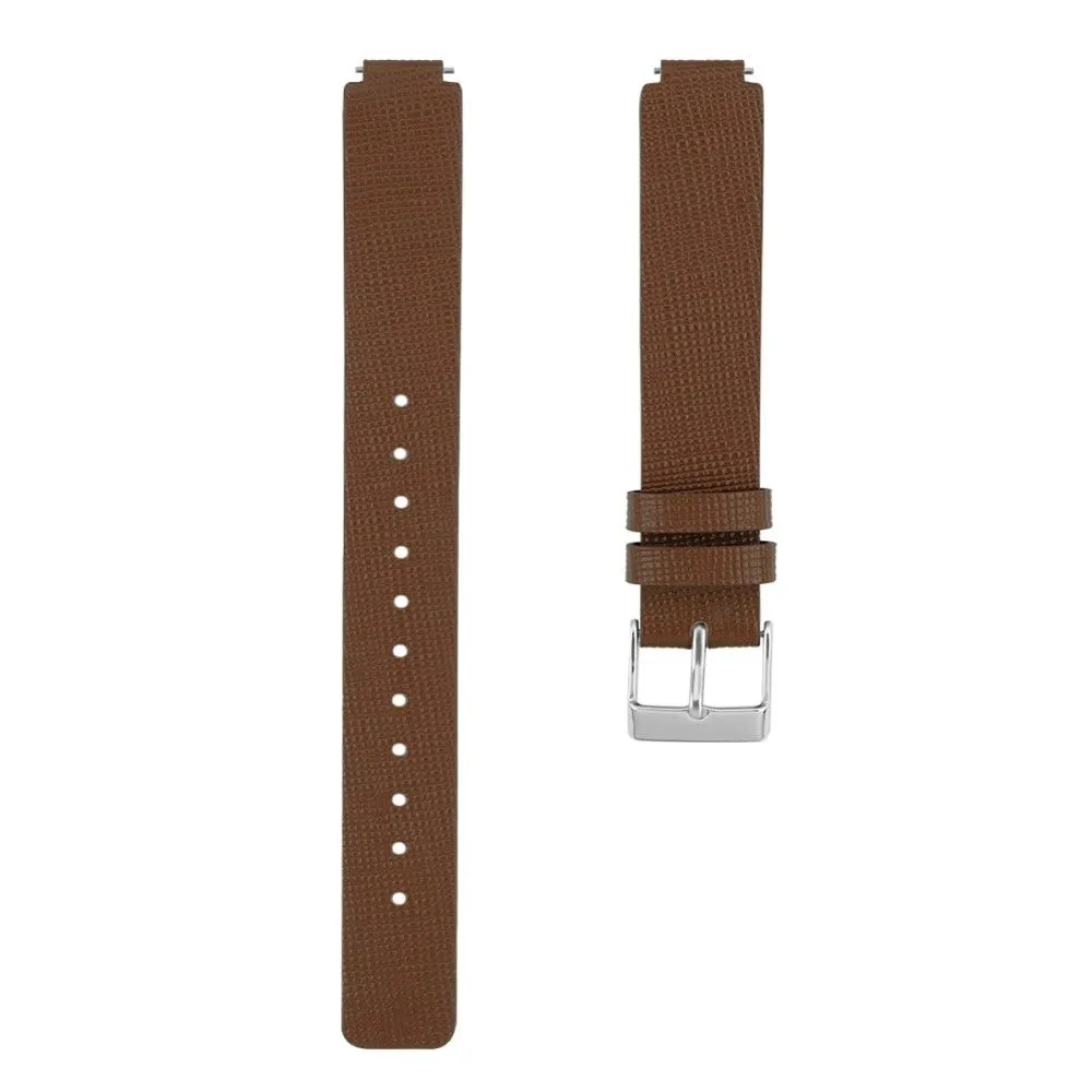 Fitbit Inspire / Inspire HR square pattern genuine leather watch strap - Brown / Size: L