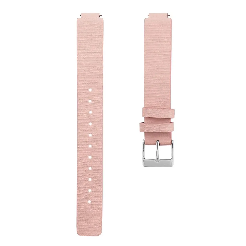 Fitbit Inspire / Inspire HR square pattern genuine leather watch strap - Pink / Size: S