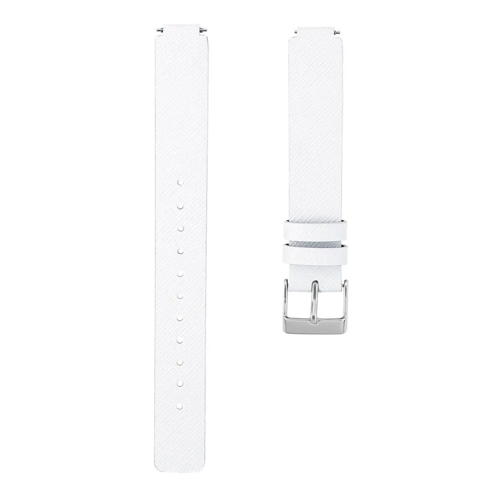 Fitbit Inspire / Inspire HR square pattern genuine leather watch strap - White / Size: S