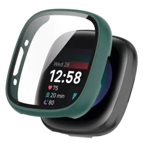 Fitbit Versa 4 / Sense 2 Hård Plast Cover m. Indbygget Skærmbeskyttelse - Grøn