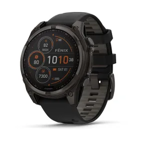 fēnix® 8 – 47 mm | Solar - Sapphire, Carbon Titanium with Black Silicone Band