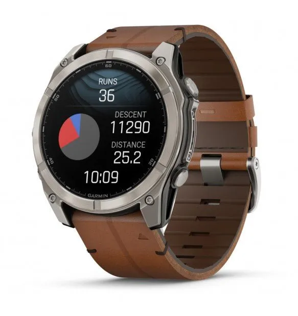 fēnix® 8 - 51 mm, AMOLED Sapphire, Titanio, Carbon Grey DLC & Chestnut (Pelle) - 010-02905-40