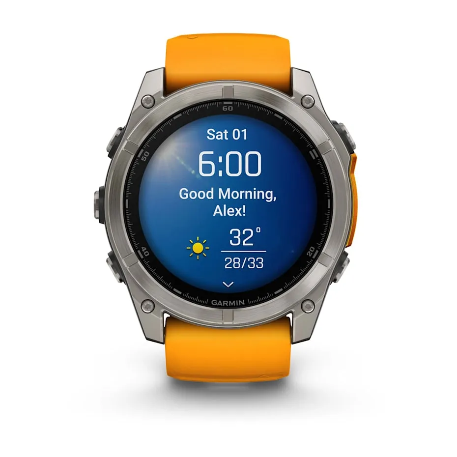 fēnix® 8 – 51 mm | AMOLED - Sapphire, Titanium with Spark Orange Band