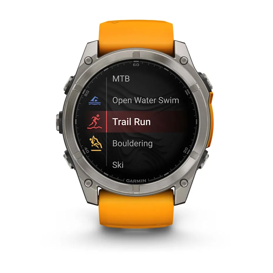 fēnix® 8 – 51 mm | AMOLED - Sapphire, Titanium with Spark Orange Band