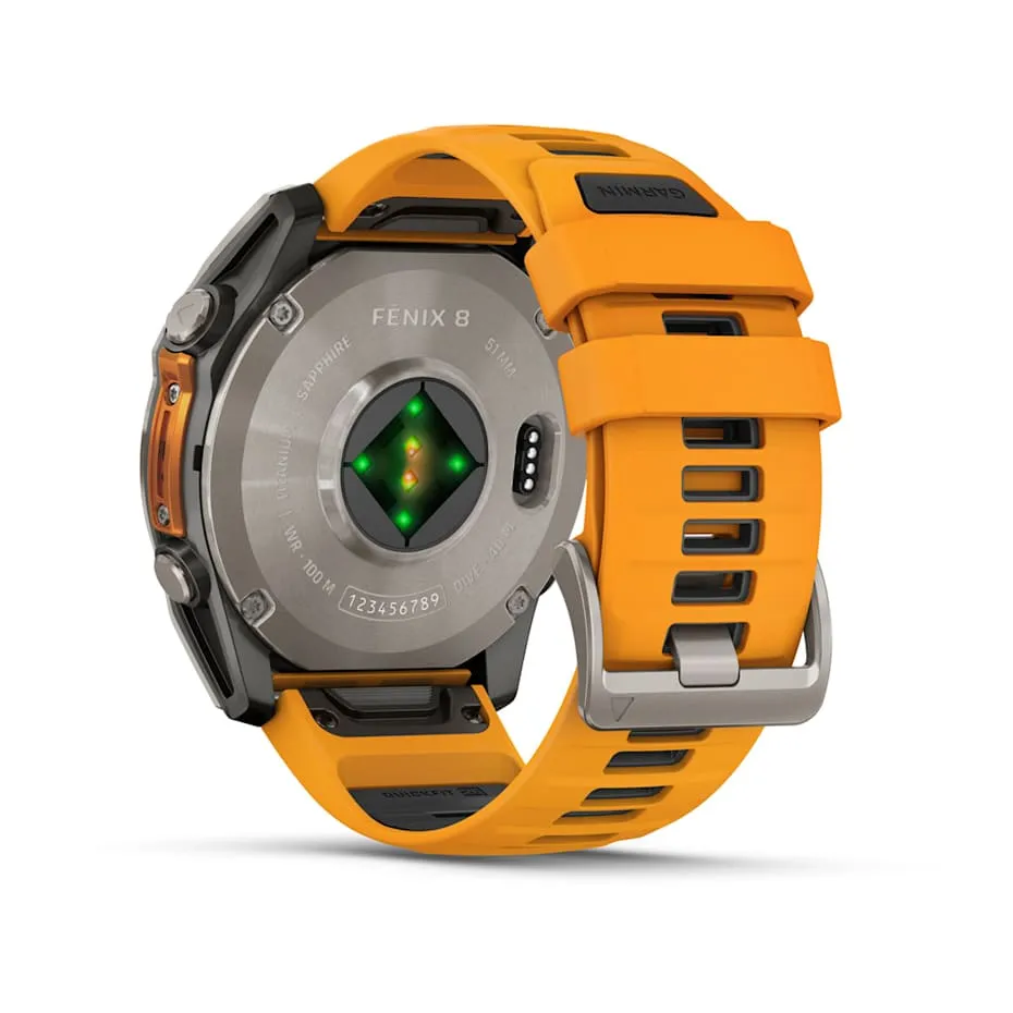 fēnix® 8 – 51 mm | AMOLED - Sapphire, Titanium with Spark Orange Band