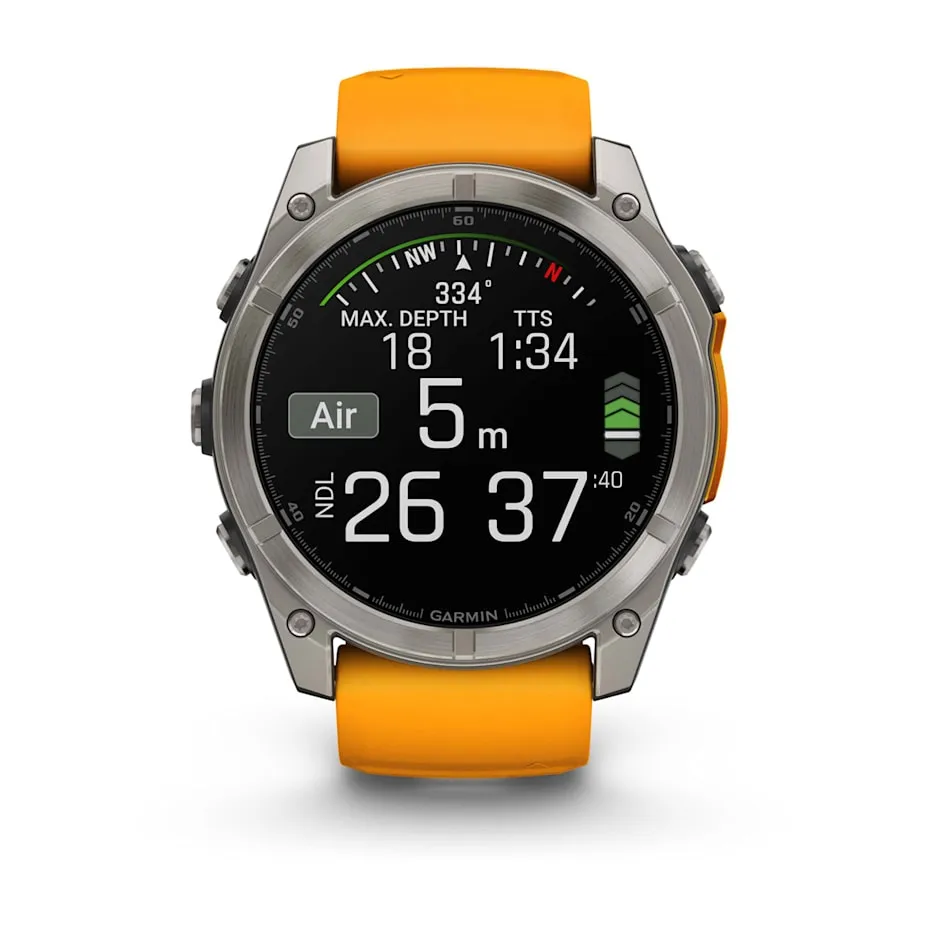 fēnix® 8 – 51 mm | AMOLED - Sapphire, Titanium with Spark Orange Band