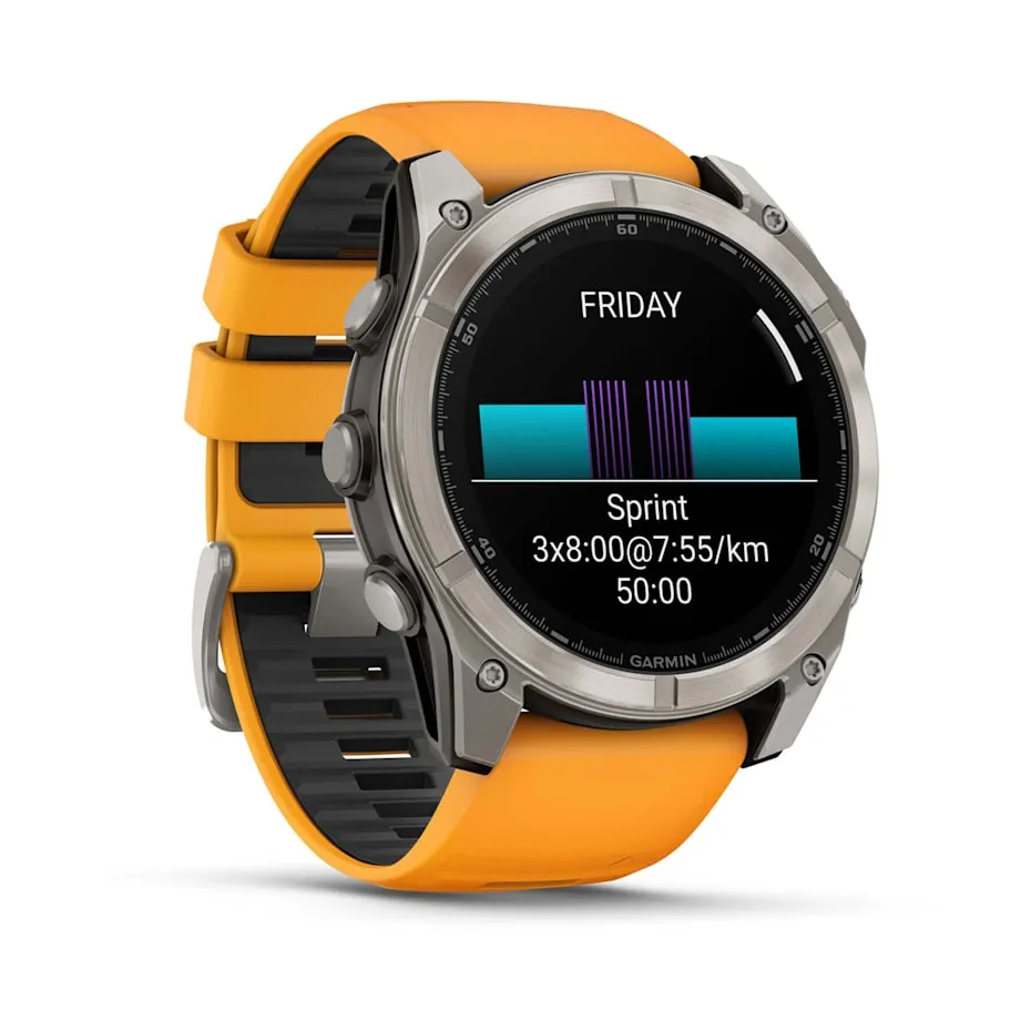 fēnix® 8 – 51 mm | AMOLED - Sapphire, Titanium with Spark Orange Band