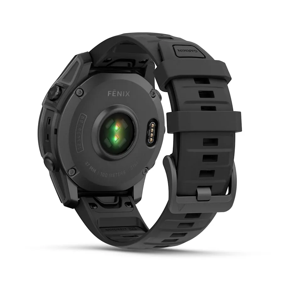 fēnix® E – 47 mm | AMOLED - Slate Grey Steel with Black Silicone Band