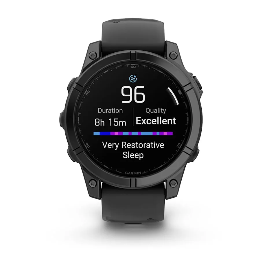 fēnix® E – 47 mm | AMOLED - Slate Grey Steel with Black Silicone Band