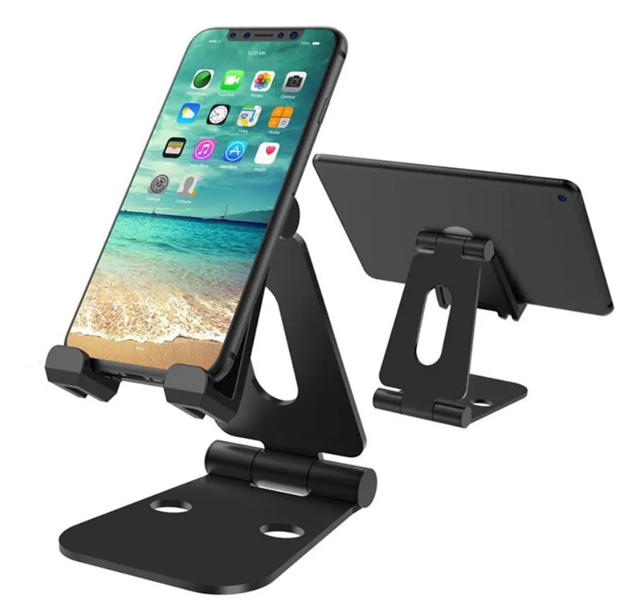 Foldable Smart Phone Tablet (3-10”) Stand Aluminum Alloy Angle-Adjustable-Black - #MOBIL-91972