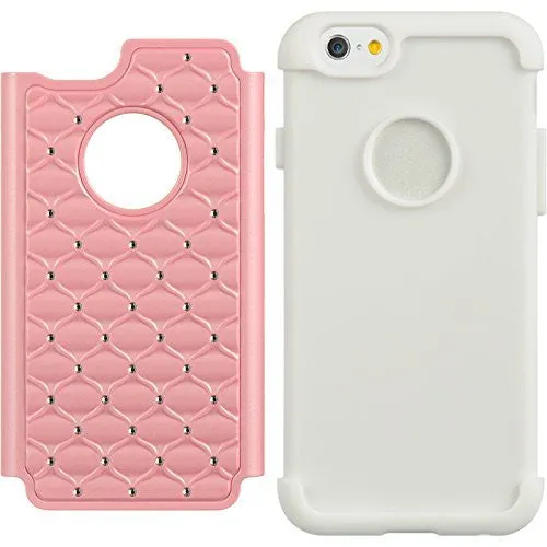 For Apple iPhone 6s / 6 Case,  Crystal Rhinestone Slim Hybrid Dual Layer Case for Iphone 6S/6 - Pink