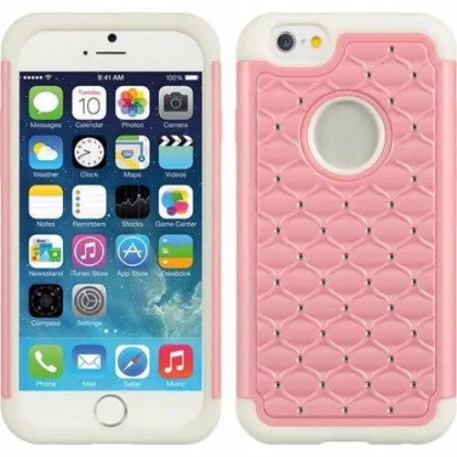 For Apple iPhone 6s / 6 Case,  Crystal Rhinestone Slim Hybrid Dual Layer Case for Iphone 6S/6 - Pink