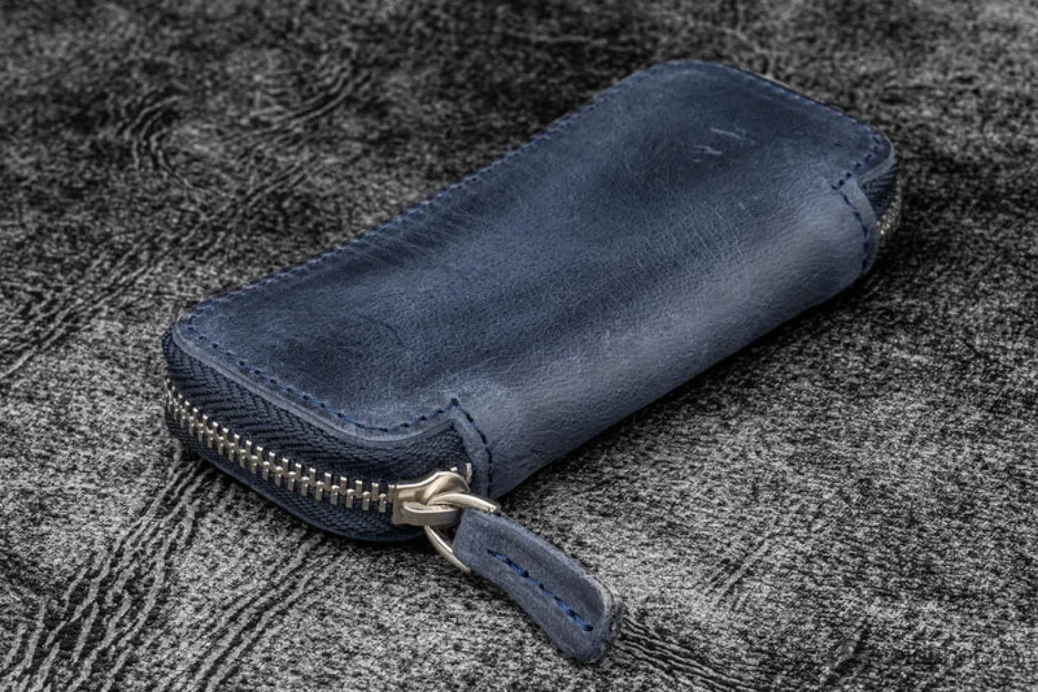 Galen Leather 2 Pen Case for Kaweco - Pocket Pen in Crazy Horse Navy Blue