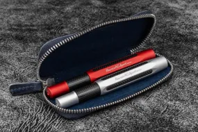 Galen Leather 2 Pen Case for Kaweco - Pocket Pen in Crazy Horse Navy Blue