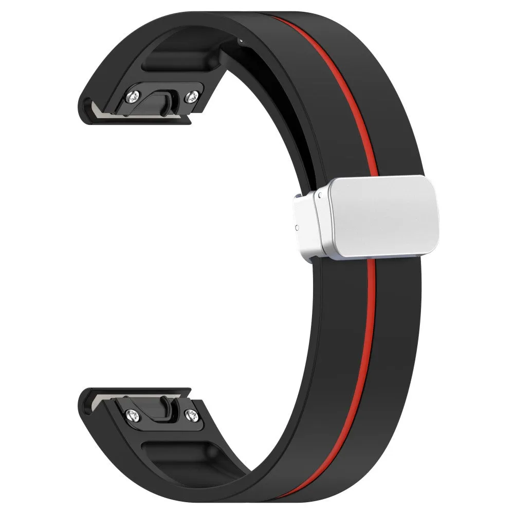 Garmin Approach S70 (47mm) Silicone Sports Bracelet with Magnetic Clasp - Black / Red