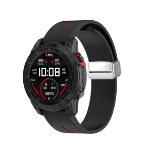 Garmin Approach S70 (47mm) Silicone Sports Bracelet with Magnetic Clasp - Black / Red